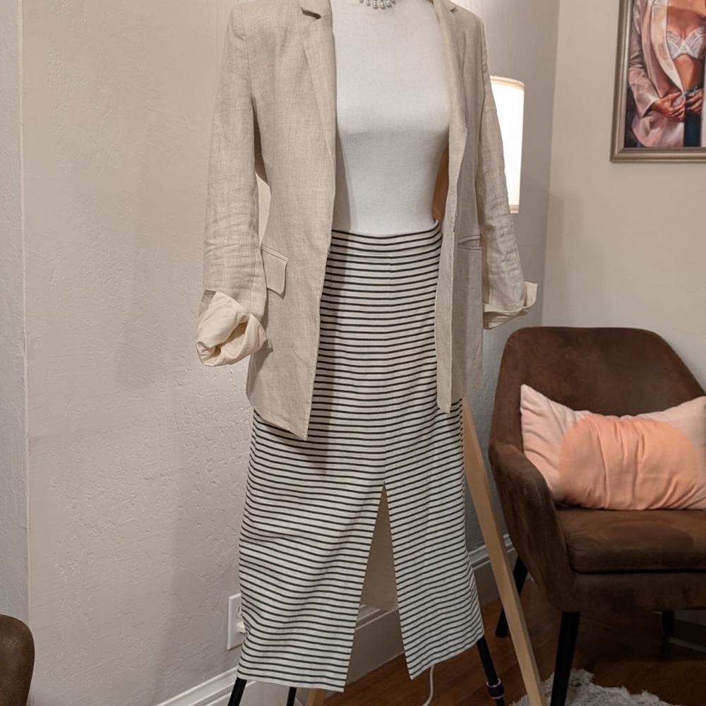 Alice + Olivia Linen Blend Midi Skirt Sz 8 Fits 6